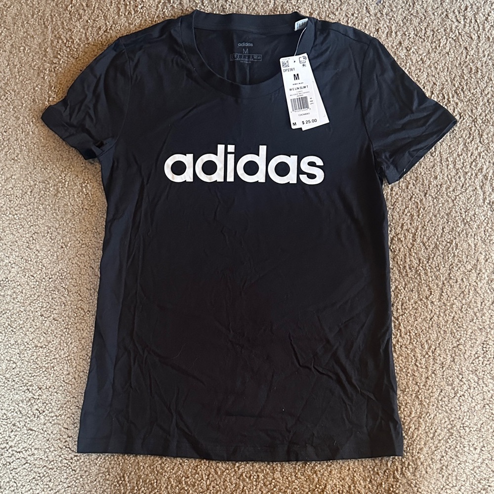 Adidas Women's Tee in Black with White Logo